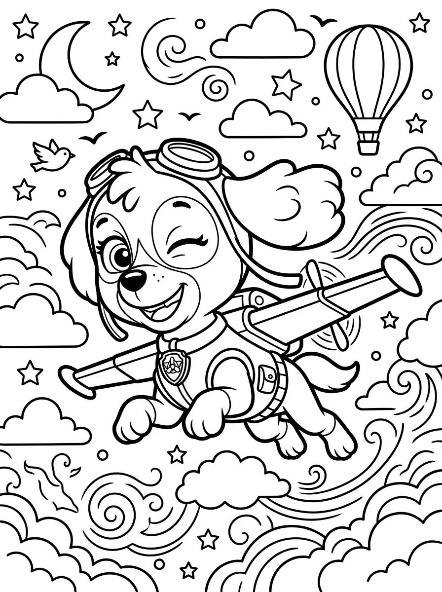 Skye Voando Feliz para colorir Desenho de Skye Voando Feliz para colorir e imprimir grátis