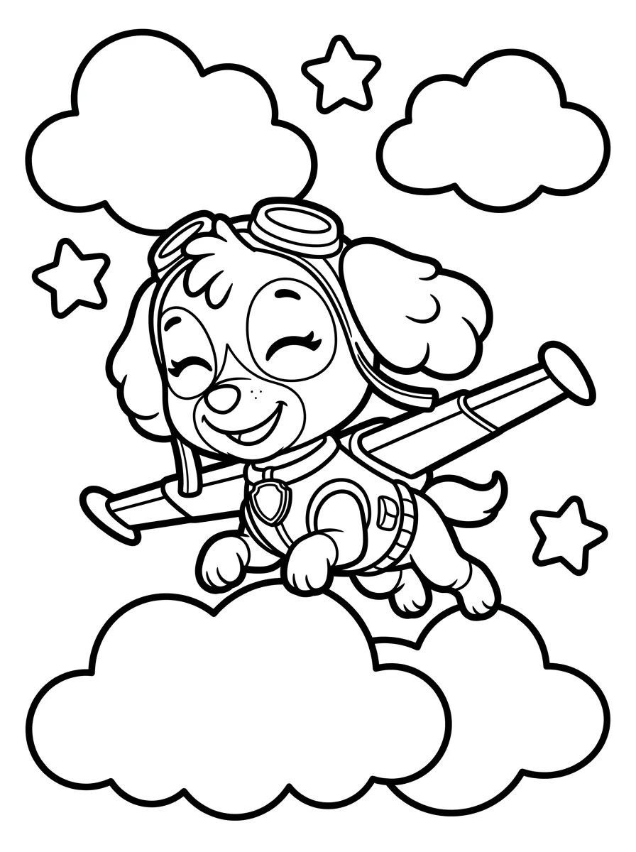 Skye Voando nas Nuvens para Colorir para colorir Desenho de Skye Voando nas Nuvens para Colorir para colorir e imprimir grátis