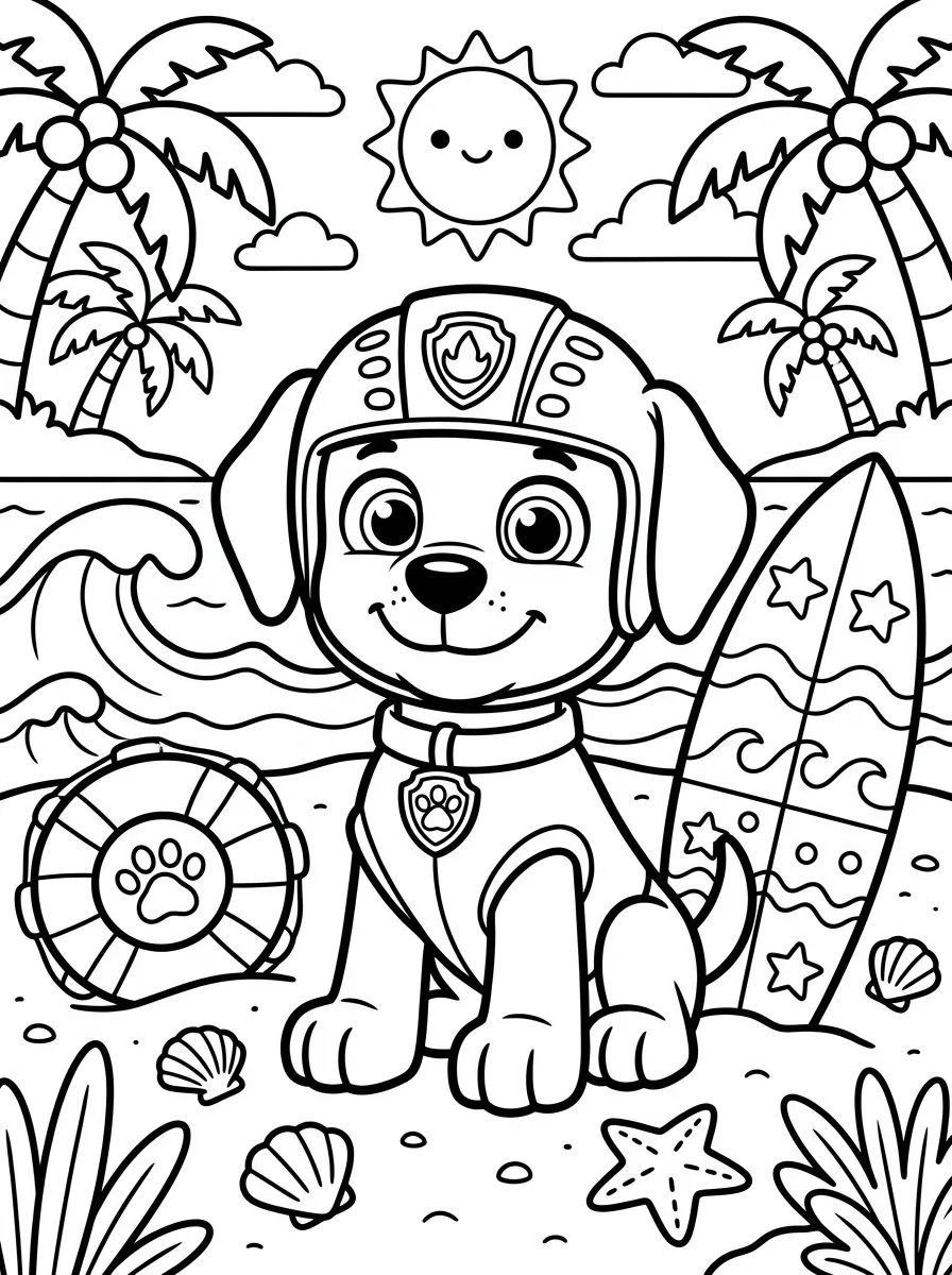 Zuma na Praia para colorir Desenho de Zuma na Praia para colorir e imprimir grátis