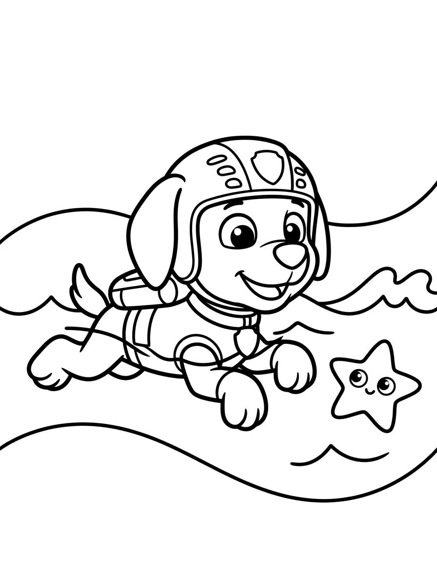 Zuma Nadando na Água para colorir Desenho de Zuma Nadando na Água para colorir e imprimir grátis