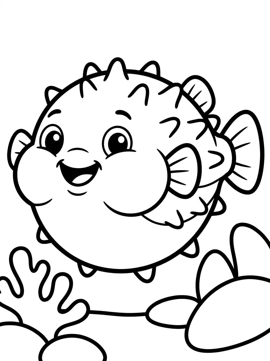 Peixe-Baiacu Fofinho para Colorir para colorir Desenho de Peixe-Baiacu Fofinho para Colorir para colorir e imprimir grátis