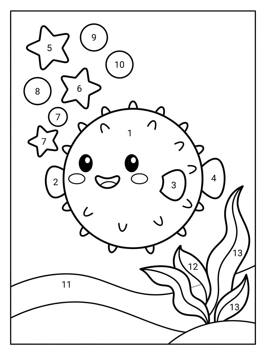 Peixe-Balão Fofinho Kawaii para colorir Desenho de Peixe-Balão Fofinho Kawaii para colorir e imprimir grátis