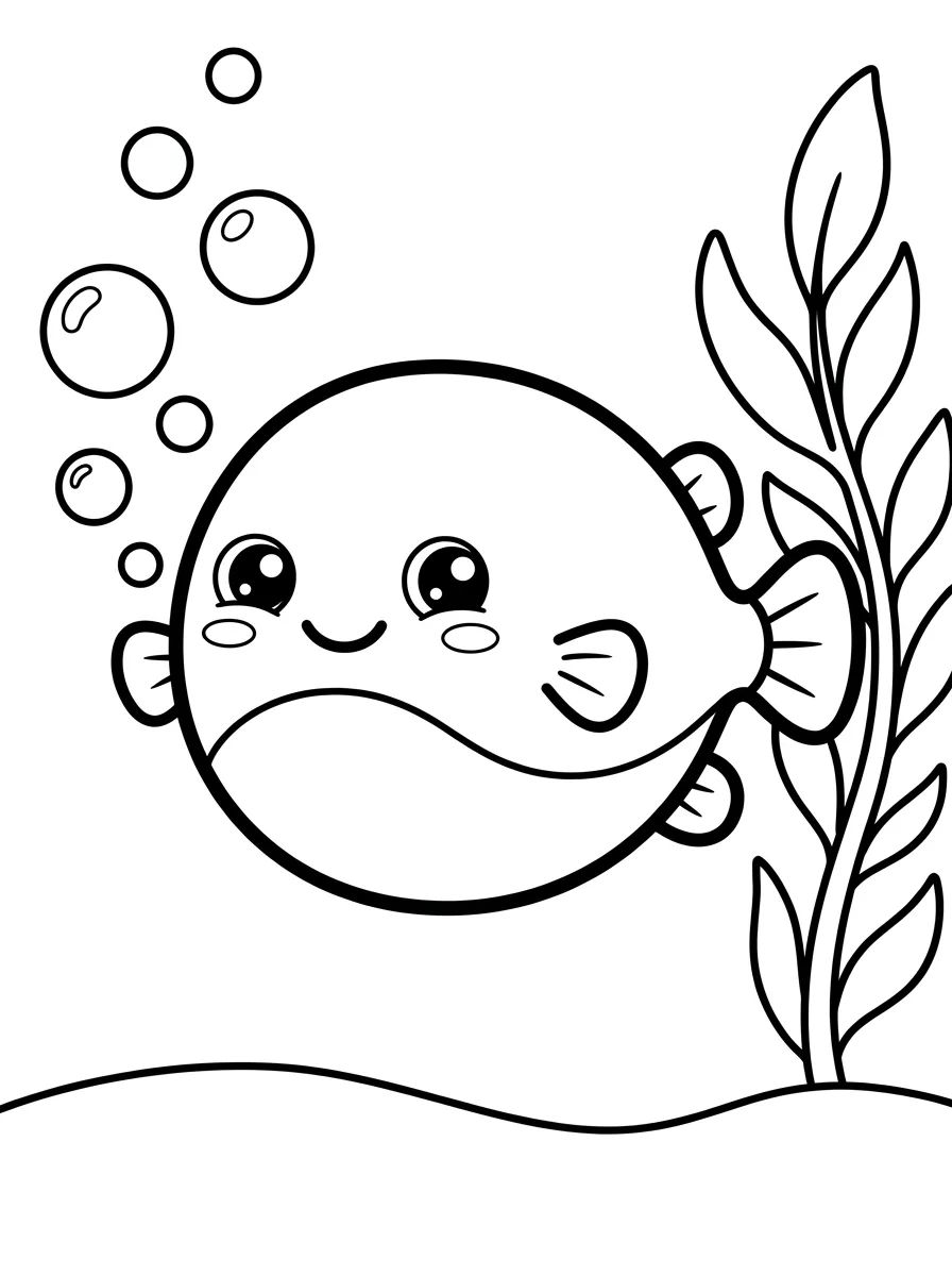 Peixe-Balão Soltando Bolhinhas para colorir Desenho de Peixe-Balão Soltando Bolhinhas para colorir e imprimir grátis