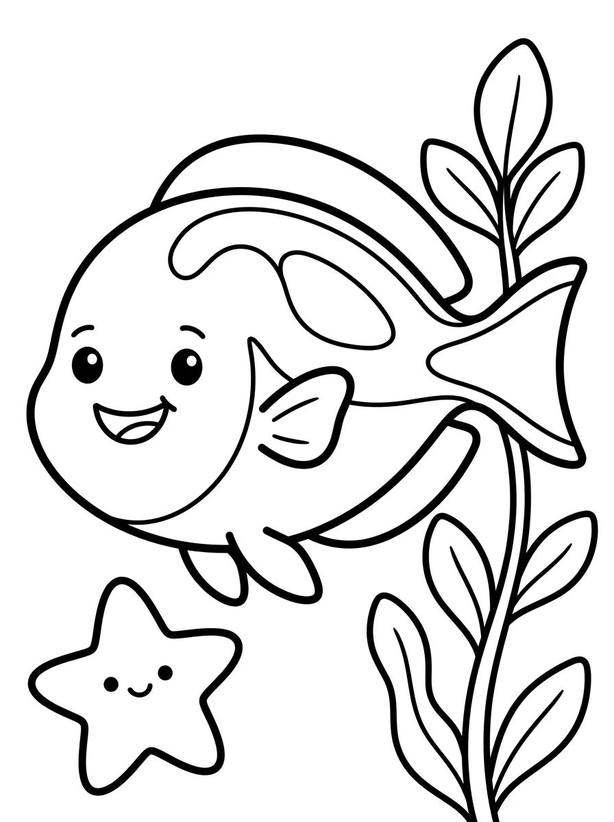 Peixe-Cirurgião-Azul Alegre para colorir Desenho de Peixe-Cirurgião-Azul Alegre para colorir e imprimir grátis