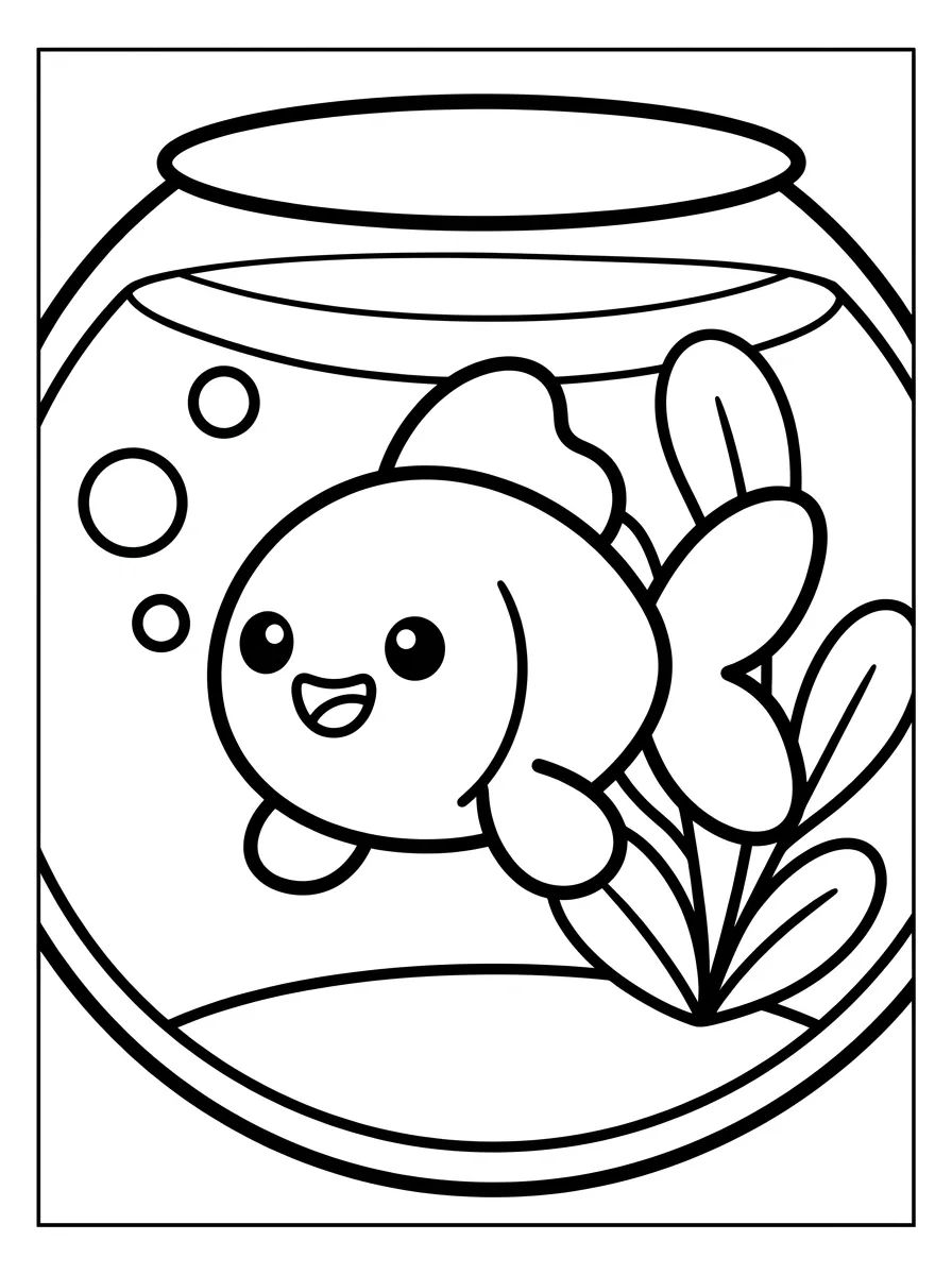 Peixe-Dourado no Aquário para colorir Desenho de Peixe-Dourado no Aquário para colorir e imprimir grátis