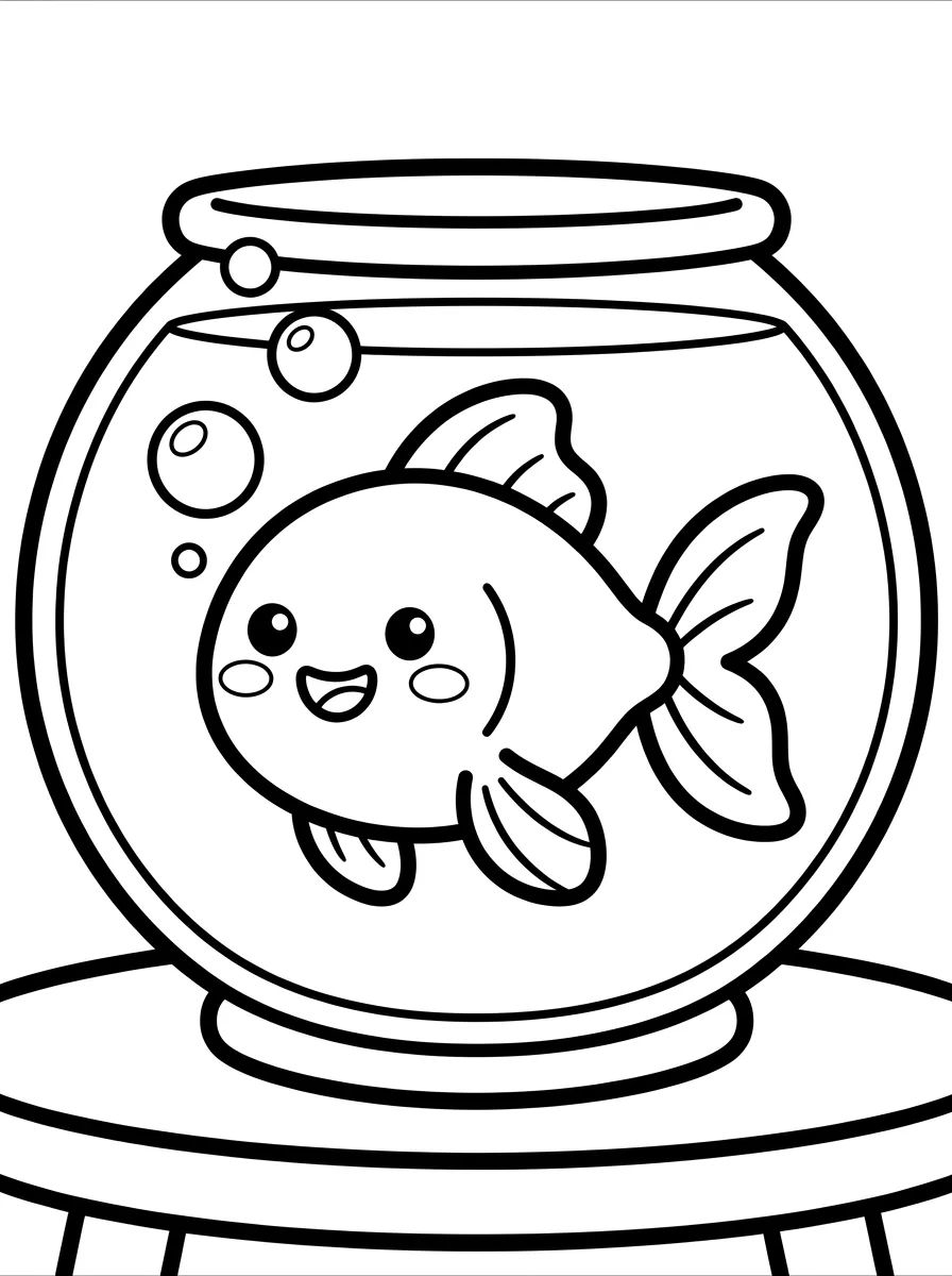 Peixe-Dourado no Aquário para Colorir para colorir Desenho de Peixe-Dourado no Aquário para Colorir para colorir e imprimir grátis