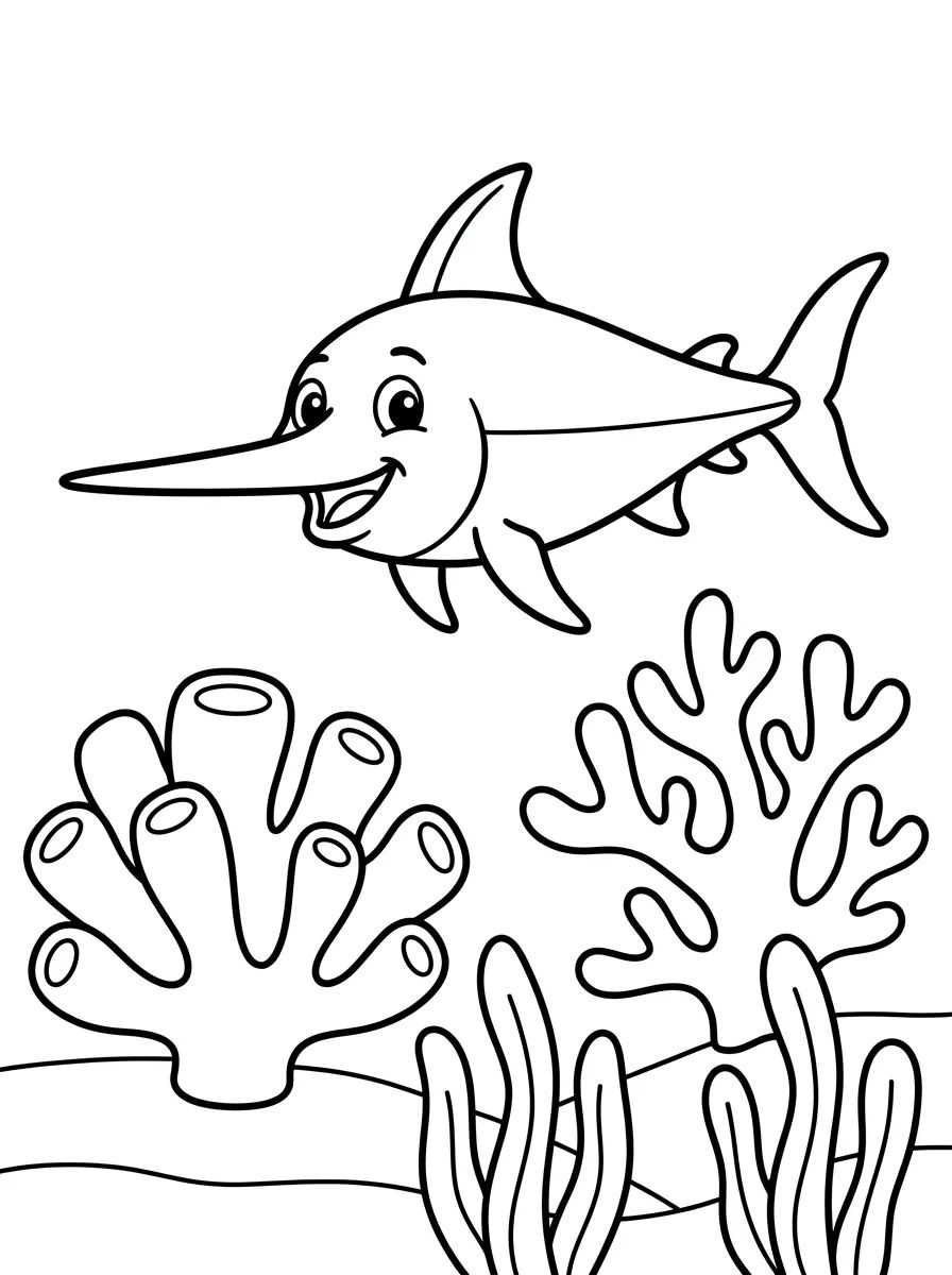Peixe-Espada Sorridente para colorir Desenho de Peixe-Espada Sorridente para colorir e imprimir grátis