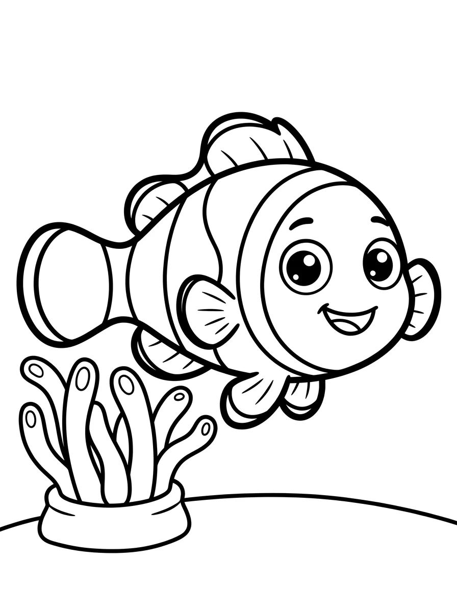Peixe-Palhaço Kawaii para colorir Desenho de Peixe-Palhaço Kawaii para colorir e imprimir grátis