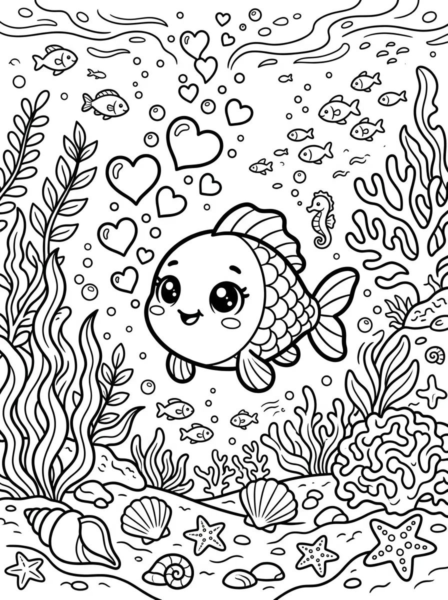 Peixinho Bebê Brincando para colorir Desenho de Peixinho Bebê Brincando para colorir e imprimir grátis