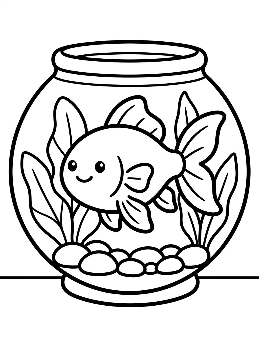Pez Dorado en la Pecera para colorir Desenho de Pez Dorado en la Pecera para colorir e imprimir grátis