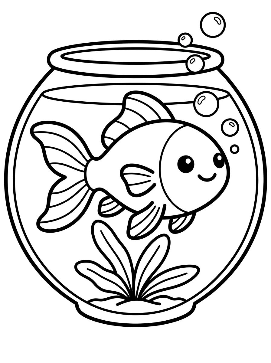 Peixinho Dourado no Aquário para colorir Desenho de Peixinho Dourado no Aquário para colorir e imprimir grátis