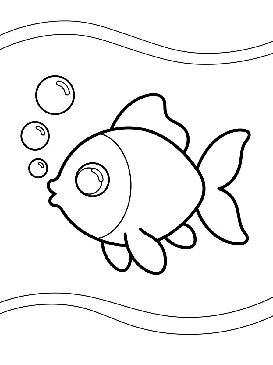 Peixinho Dourado Soltando Bolhas para colorir Desenho de Peixinho Dourado Soltando Bolhas para colorir e imprimir grátis