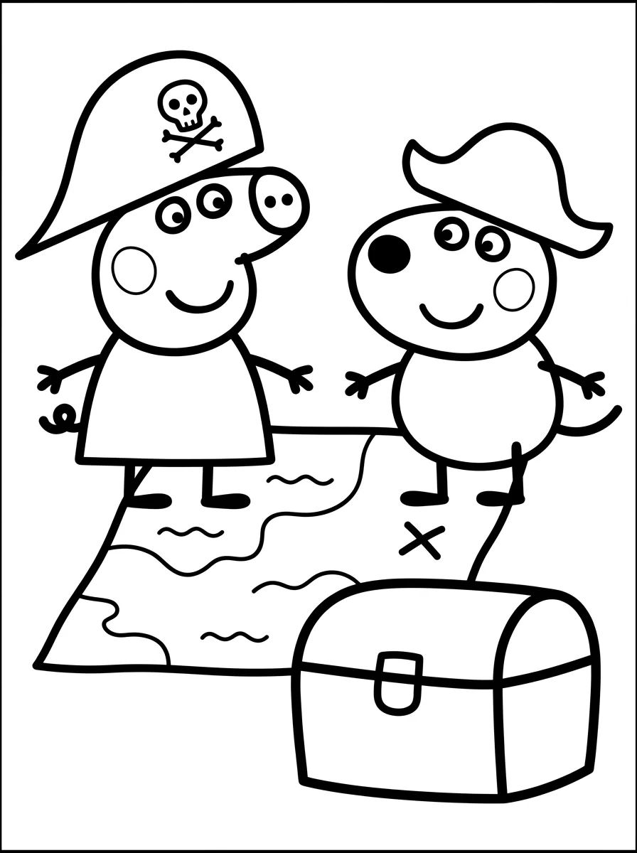 Peppa e Danny Cão Piratas para colorir Desenho de Peppa e Danny Cão Piratas para colorir e imprimir grátis