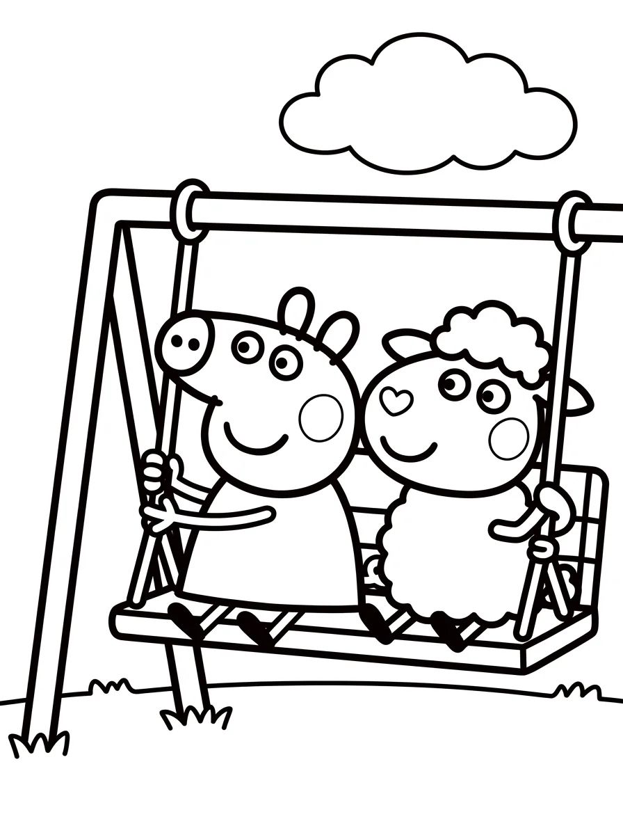 Peppa Pig e Suzy Ovelha no Parque para colorir Desenho de Peppa Pig e Suzy Ovelha no Parque para colorir e imprimir grátis