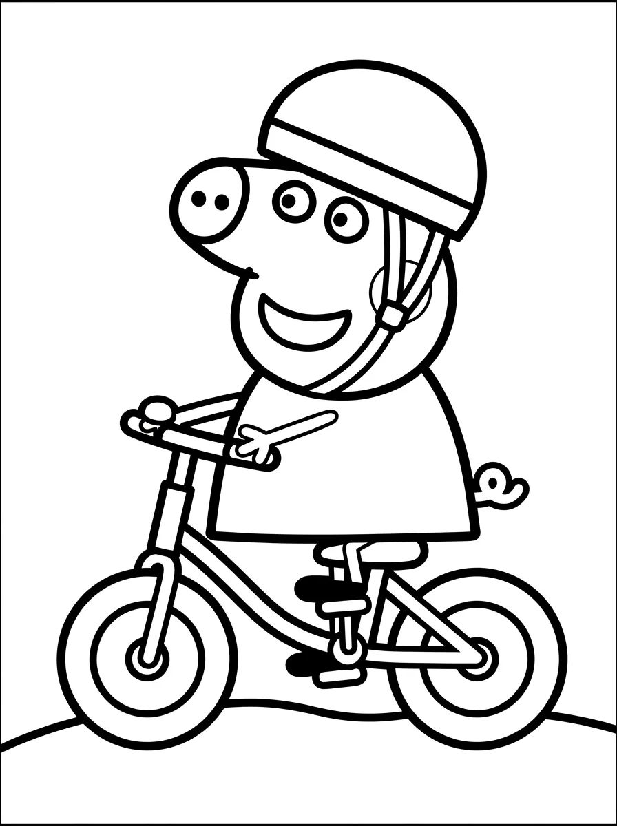 Peppa Pig Andando de Bicicleta para colorir Desenho de Peppa Pig Andando de Bicicleta para colorir e imprimir grátis