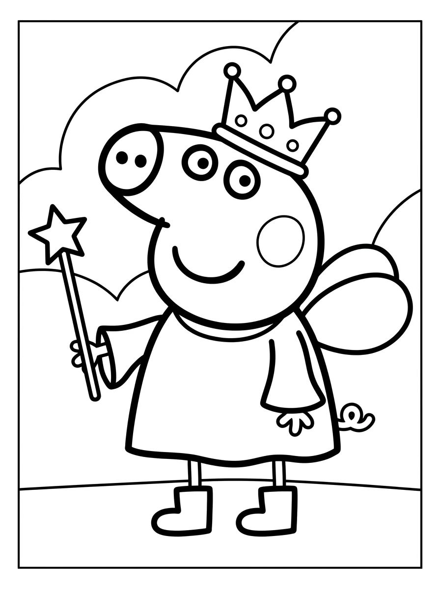 Peppa Pig Vestida de Fada para colorir Desenho de Peppa Pig Vestida de Fada para colorir e imprimir grátis