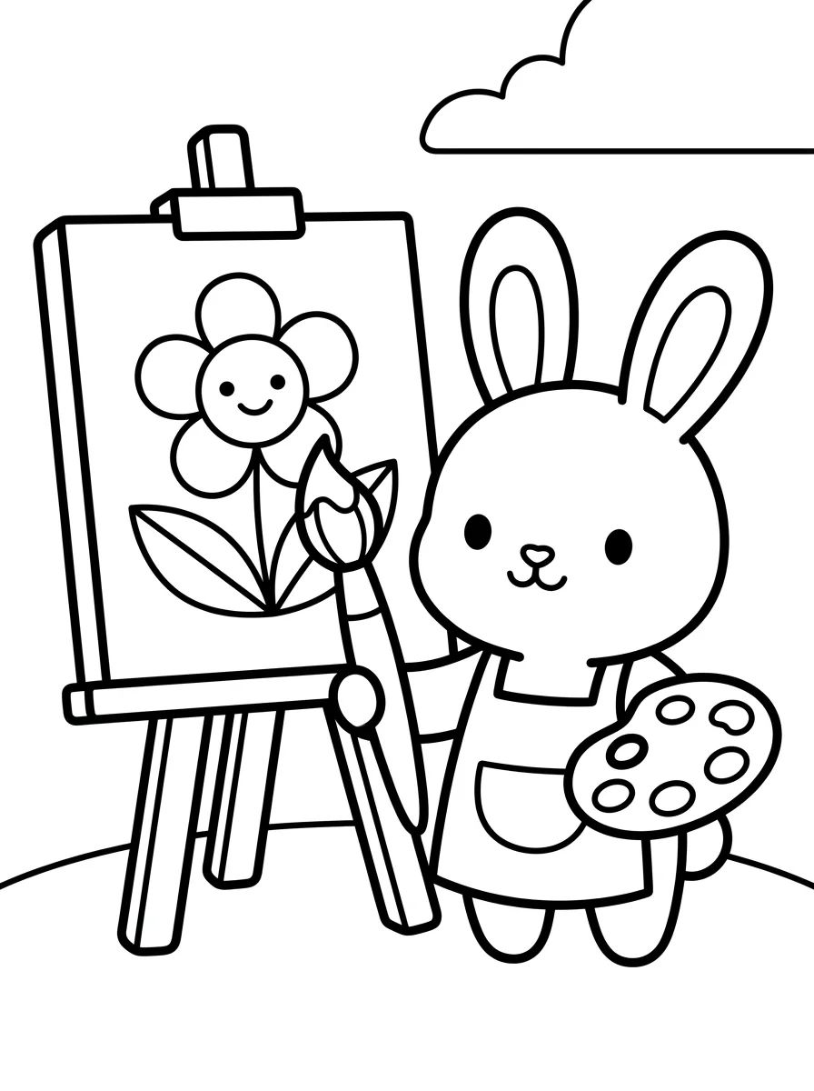 Coelhinha Artista Pintora para colorir Desenho de Coelhinha Artista Pintora para colorir e imprimir grátis