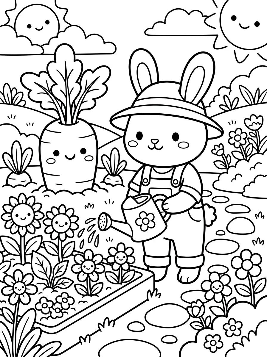 Coelhinha Jardinheira com Cenoura para colorir Desenho de Coelhinha Jardinheira com Cenoura para colorir e imprimir grátis