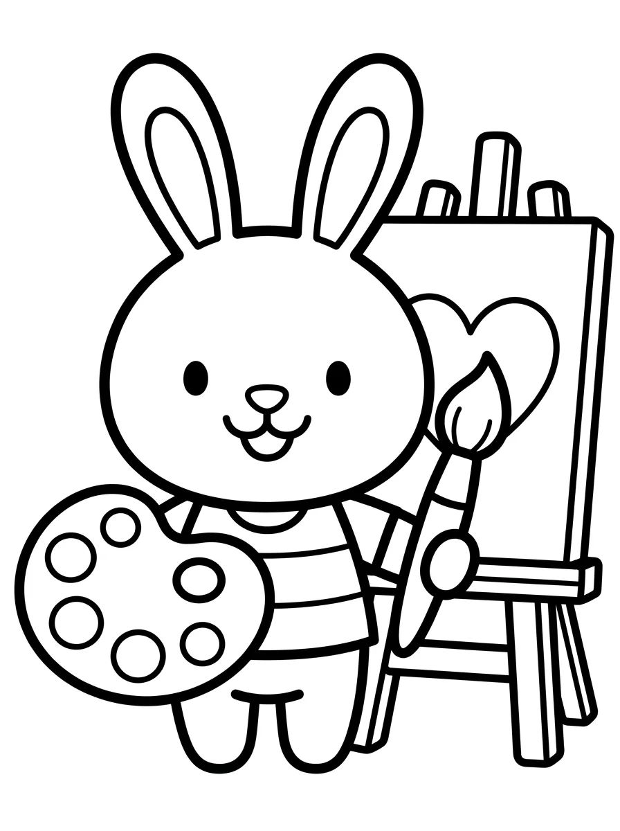 Coelhinha Pintora com Pincel para colorir Desenho de Coelhinha Pintora com Pincel para colorir e imprimir grátis