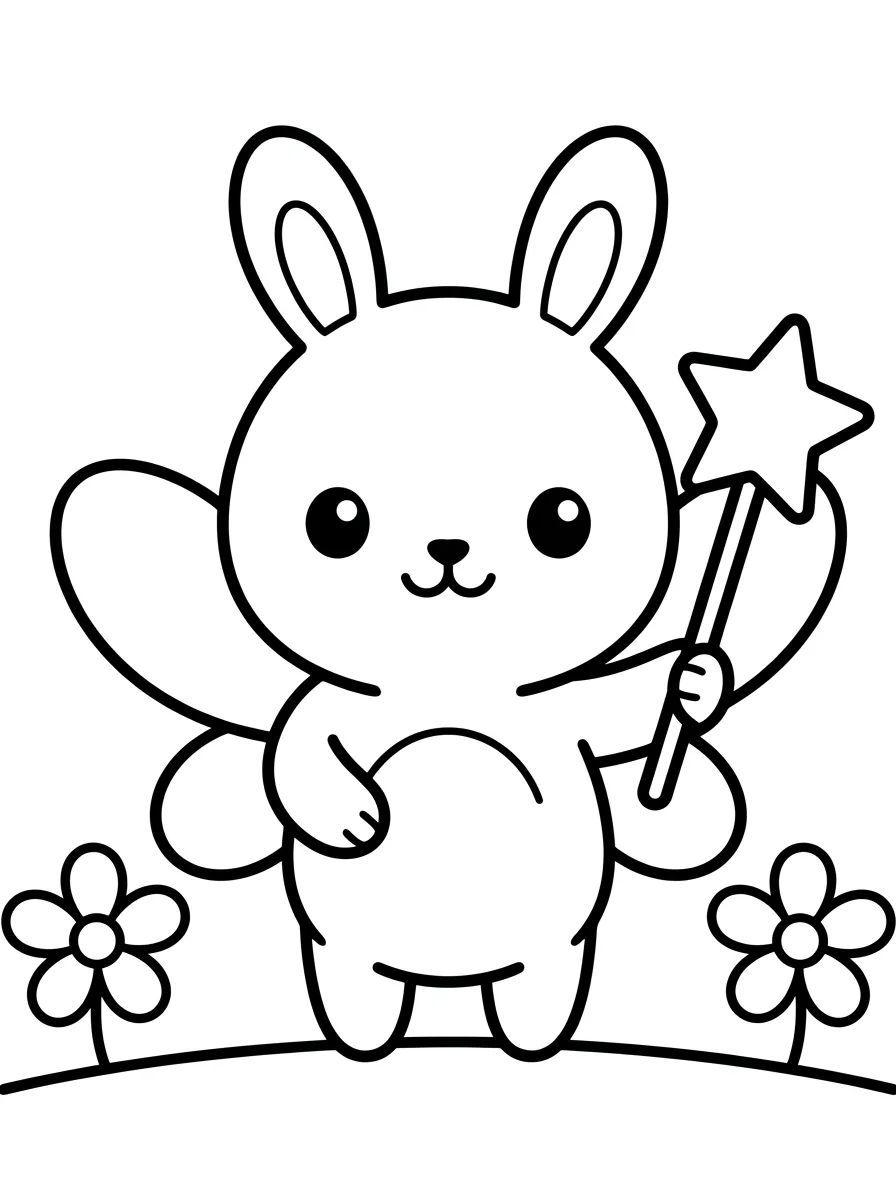 Coelhinho Fada com Varinha para colorir Desenho de Coelhinho Fada com Varinha para colorir e imprimir grátis