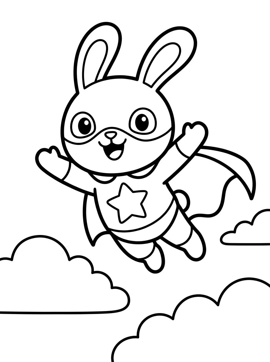 Coelhinho Super-Herói para colorir Desenho de Coelhinho Super-Herói para colorir e imprimir grátis