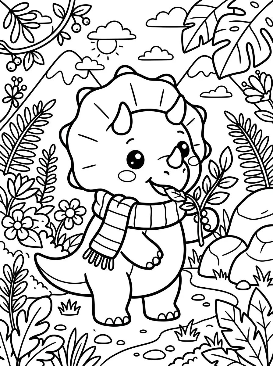 Baby Dinosaur in a Scarf para colorir Desenho de Baby Dinosaur in a Scarf para colorir e imprimir grátis