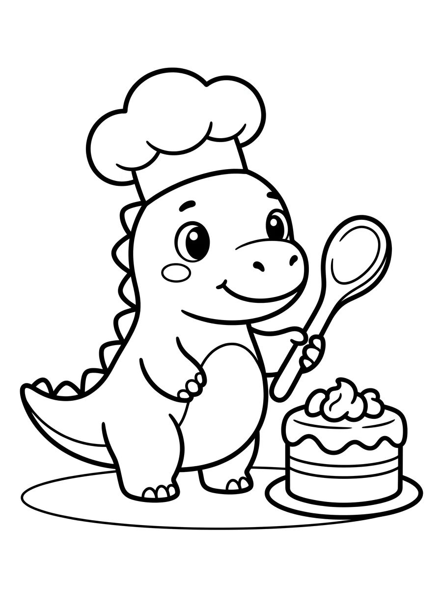 Dinossauro Chef de Cozinha para colorir Desenho de Dinossauro Chef de Cozinha para colorir e imprimir grátis