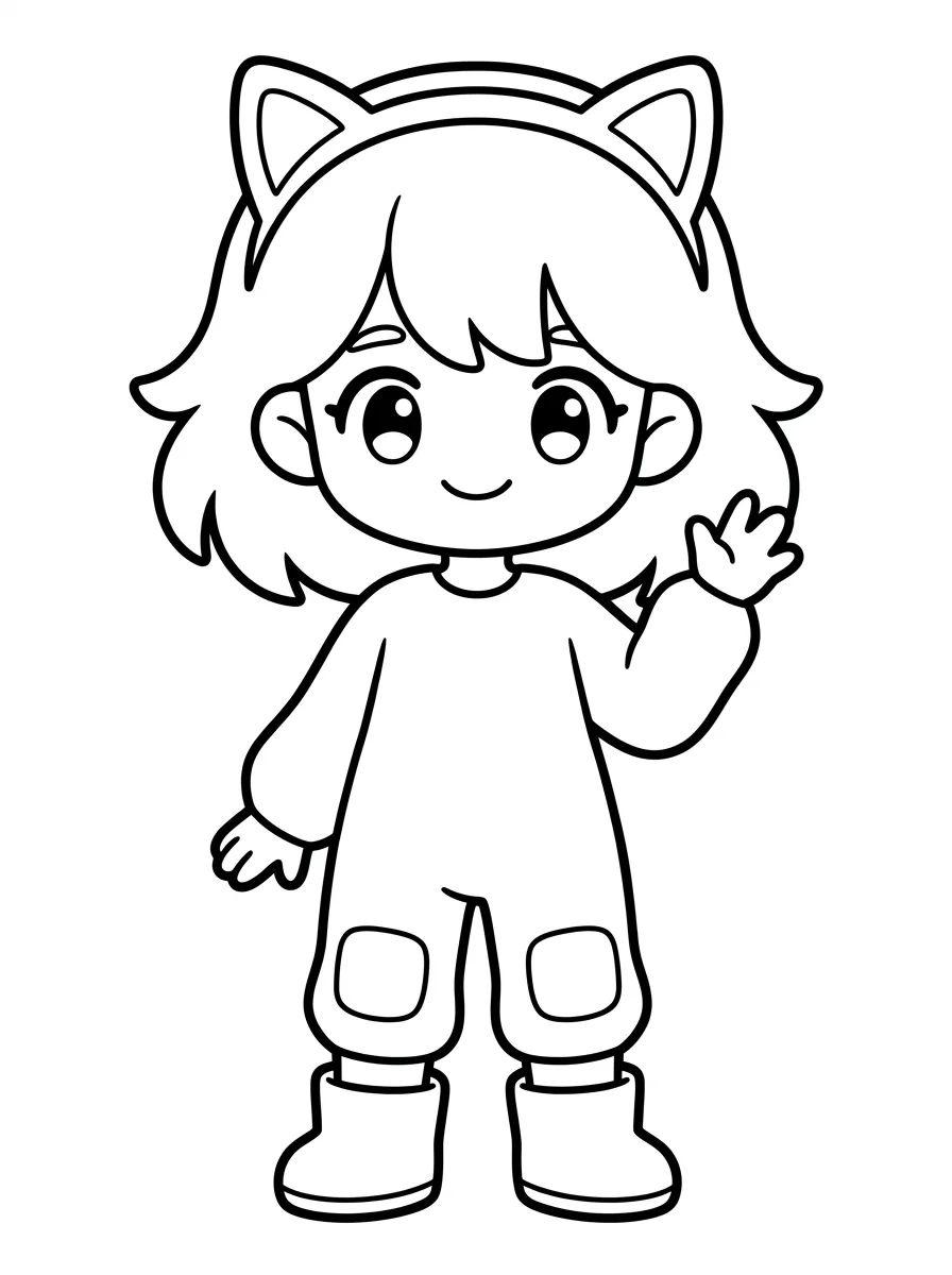 Menina com Tiara de Gatinho para colorir Desenho de Menina com Tiara de Gatinho para colorir e imprimir grátis