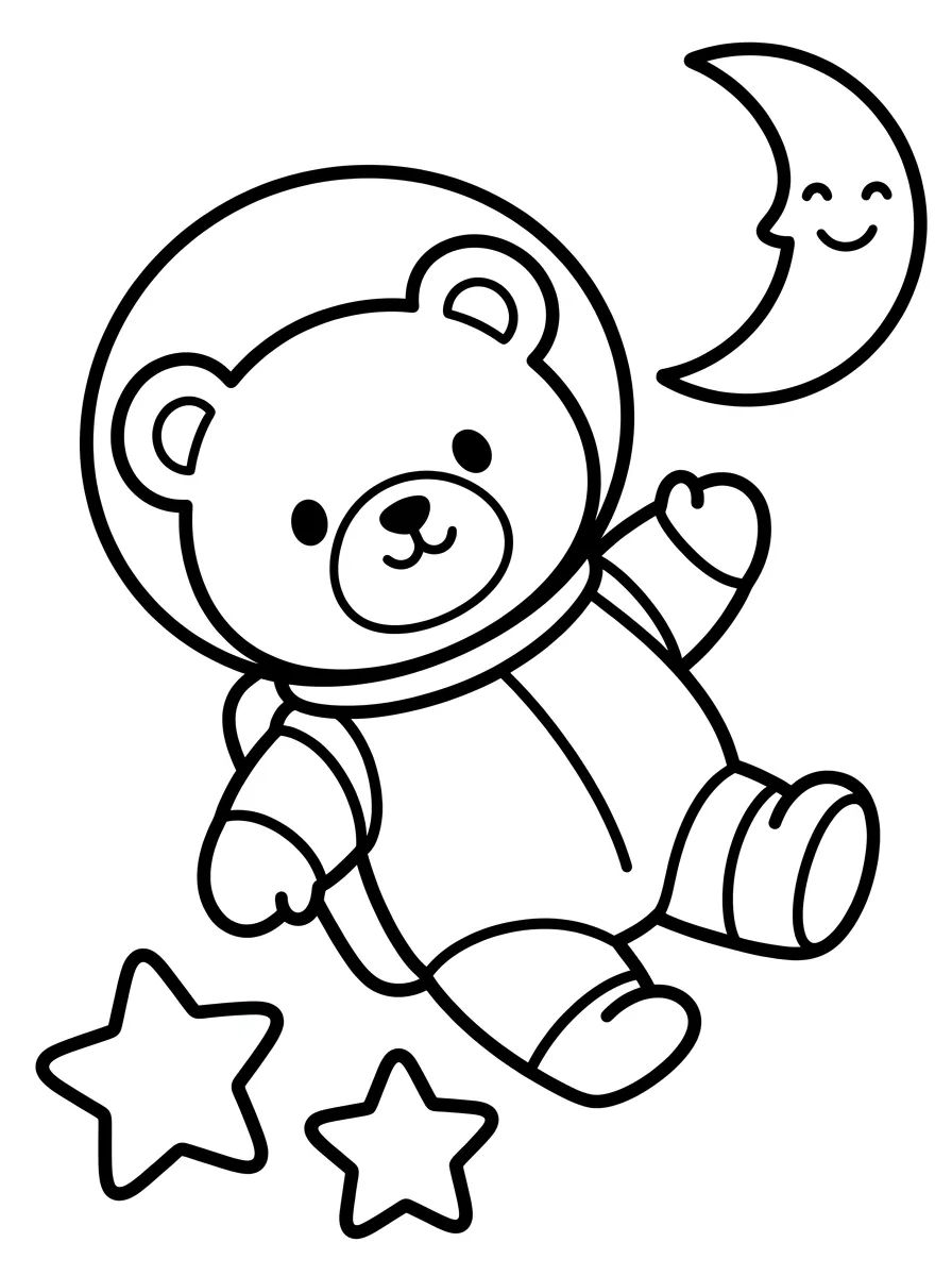 Ursinho Astronauta no Espaço para colorir Desenho de Ursinho Astronauta no Espaço para colorir e imprimir grátis
