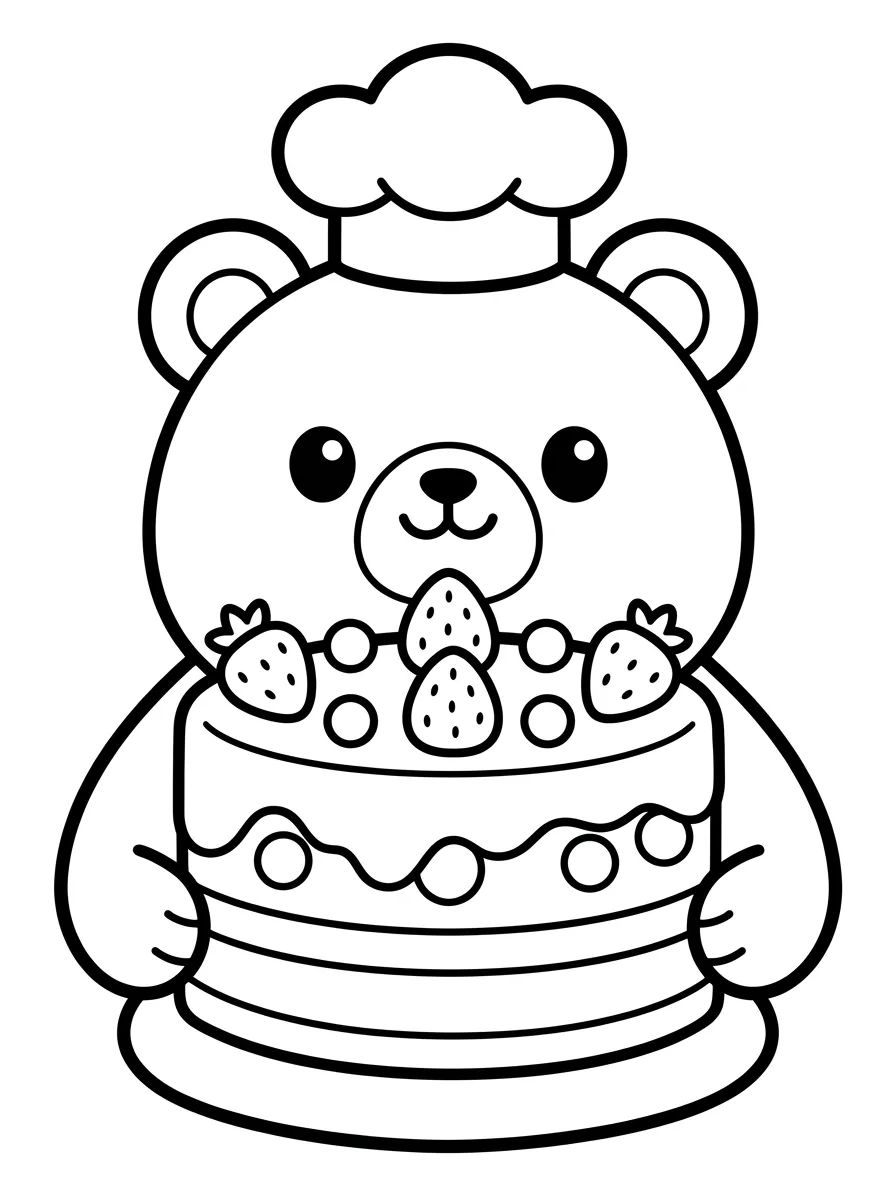 Ursinho Padeiro Com Bolo para colorir Desenho de Ursinho Padeiro Com Bolo para colorir e imprimir grátis