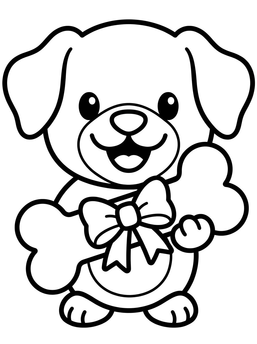 Cachorrinho Carinhoso com Osso para colorir Desenho de Cachorrinho Carinhoso com Osso para colorir e imprimir grátis