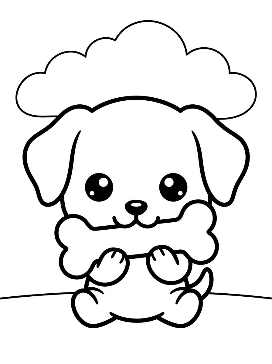 Cachorrinho Fofo com Osso para colorir Desenho de Cachorrinho Fofo com Osso para colorir e imprimir grátis