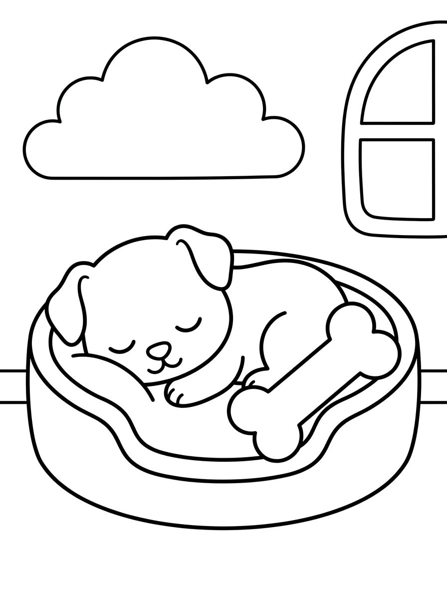 Cachorrinho na Caminha para colorir Desenho de Cachorrinho na Caminha para colorir e imprimir grátis
