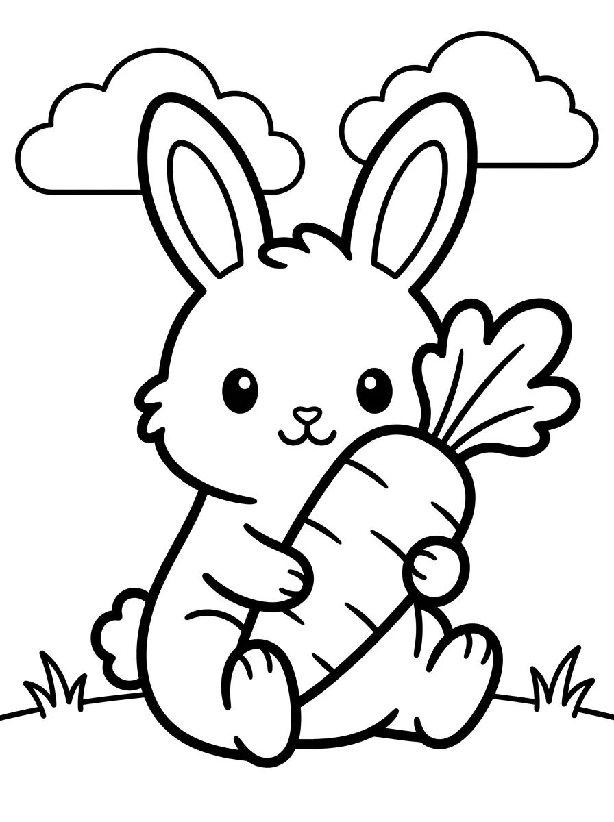 Coelhinho de Estimação com Cenoura para colorir Desenho de Coelhinho de Estimação com Cenoura para colorir e imprimir grátis