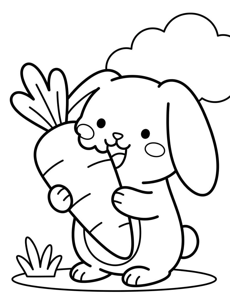 Coelhinho de Estimação com Cenoura para colorir Desenho de Coelhinho de Estimação com Cenoura para colorir e imprimir grátis
