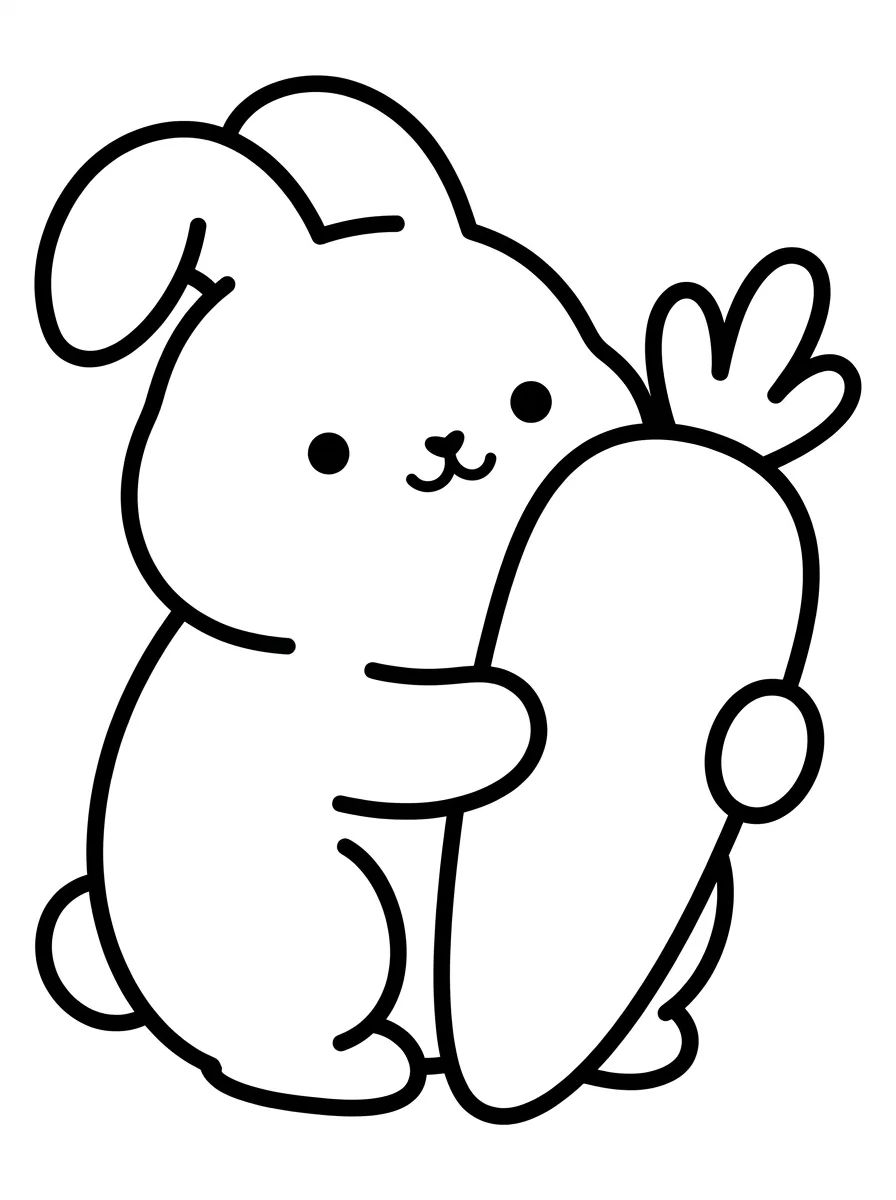Coelhinho Fofinho Abraçando Cenoura para colorir Desenho de Coelhinho Fofinho Abraçando Cenoura para colorir e imprimir grátis