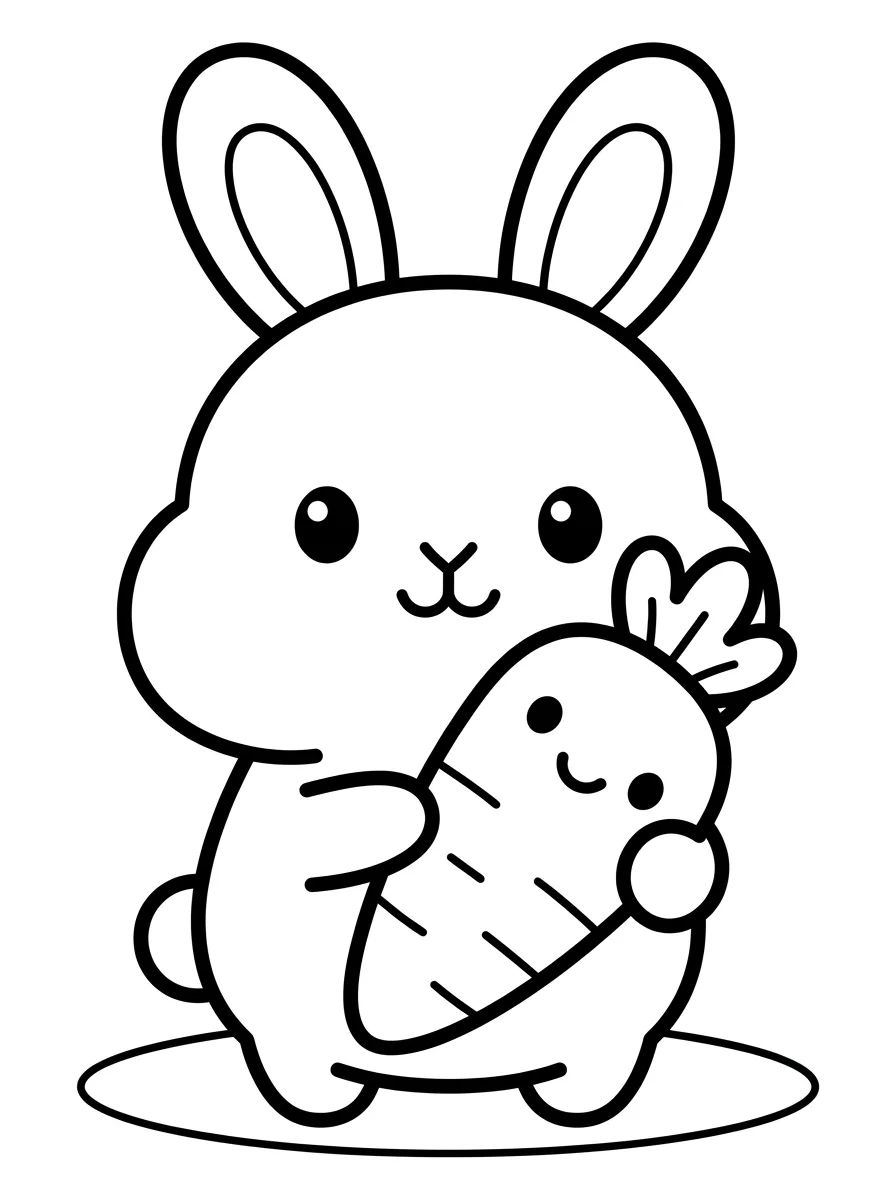 Coelhinho Fofinho com Cenoura para colorir Desenho de Coelhinho Fofinho com Cenoura para colorir e imprimir grátis
