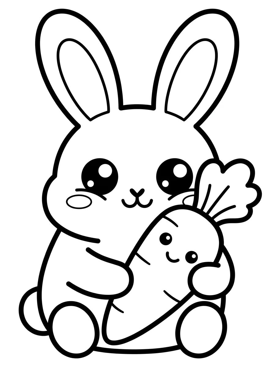 Conejito Lindo con Zanahoria para colorir Desenho de Conejito Lindo con Zanahoria para colorir e imprimir grátis