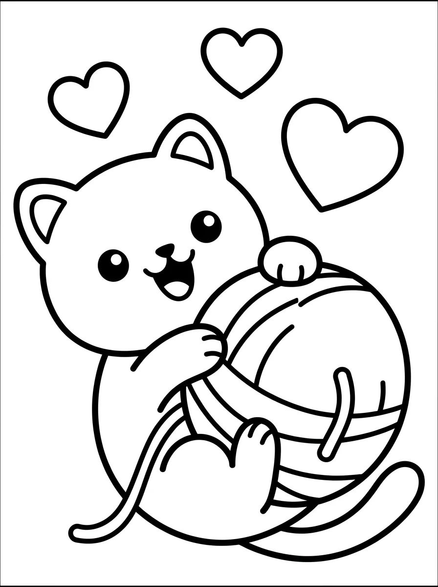 Gatinho Brincando com Lã para colorir Desenho de Gatinho Brincando com Lã para colorir e imprimir grátis