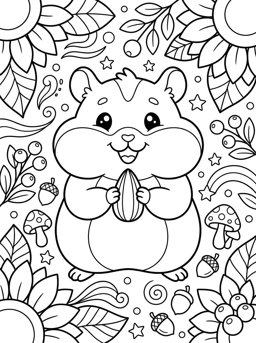 Hamster Bochechudo com Semente para colorir Desenho de Hamster Bochechudo com Semente para colorir e imprimir grátis
