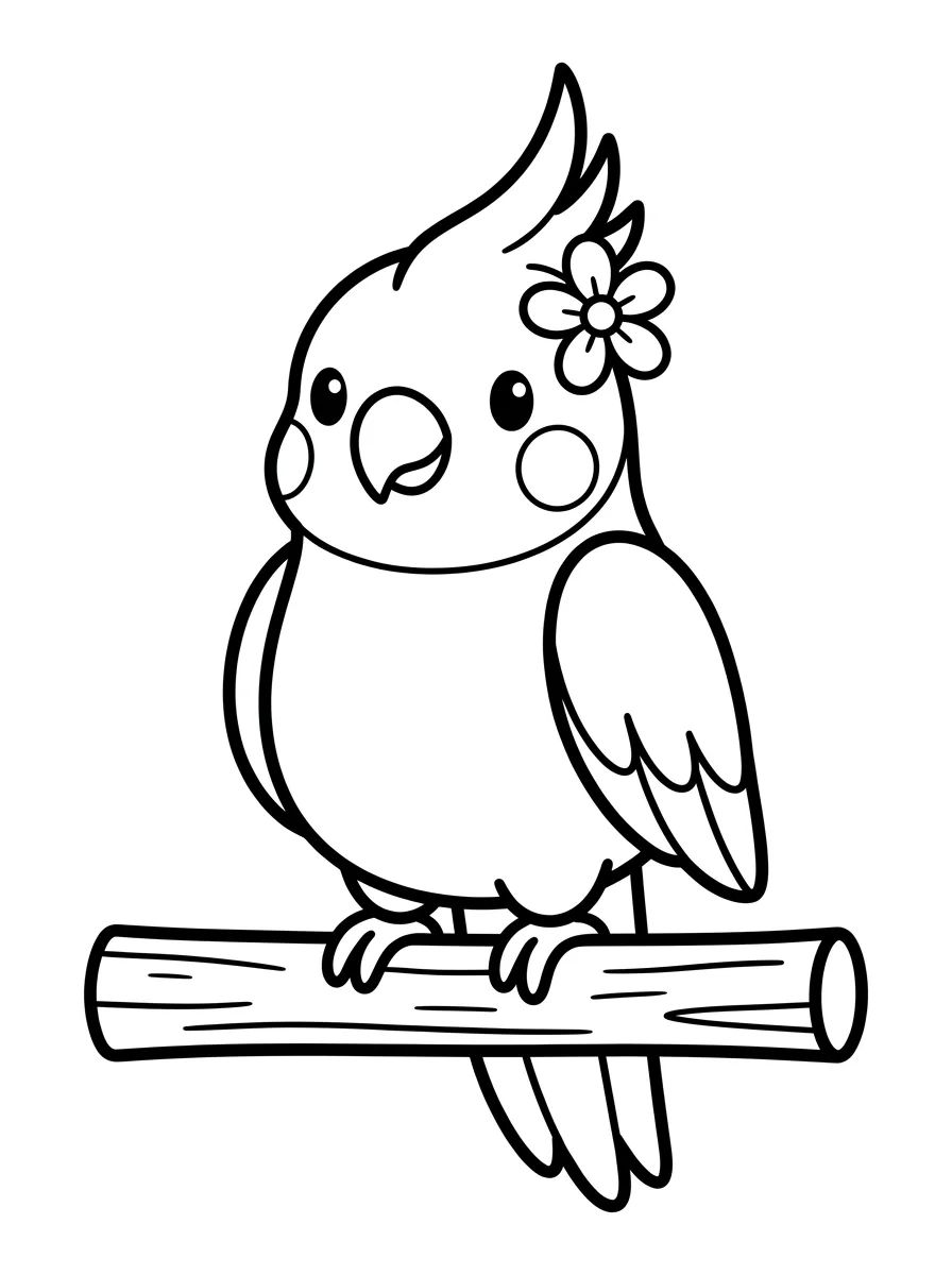 Passarinho Calopsita Fofinha para colorir Desenho de Passarinho Calopsita Fofinha para colorir e imprimir grátis