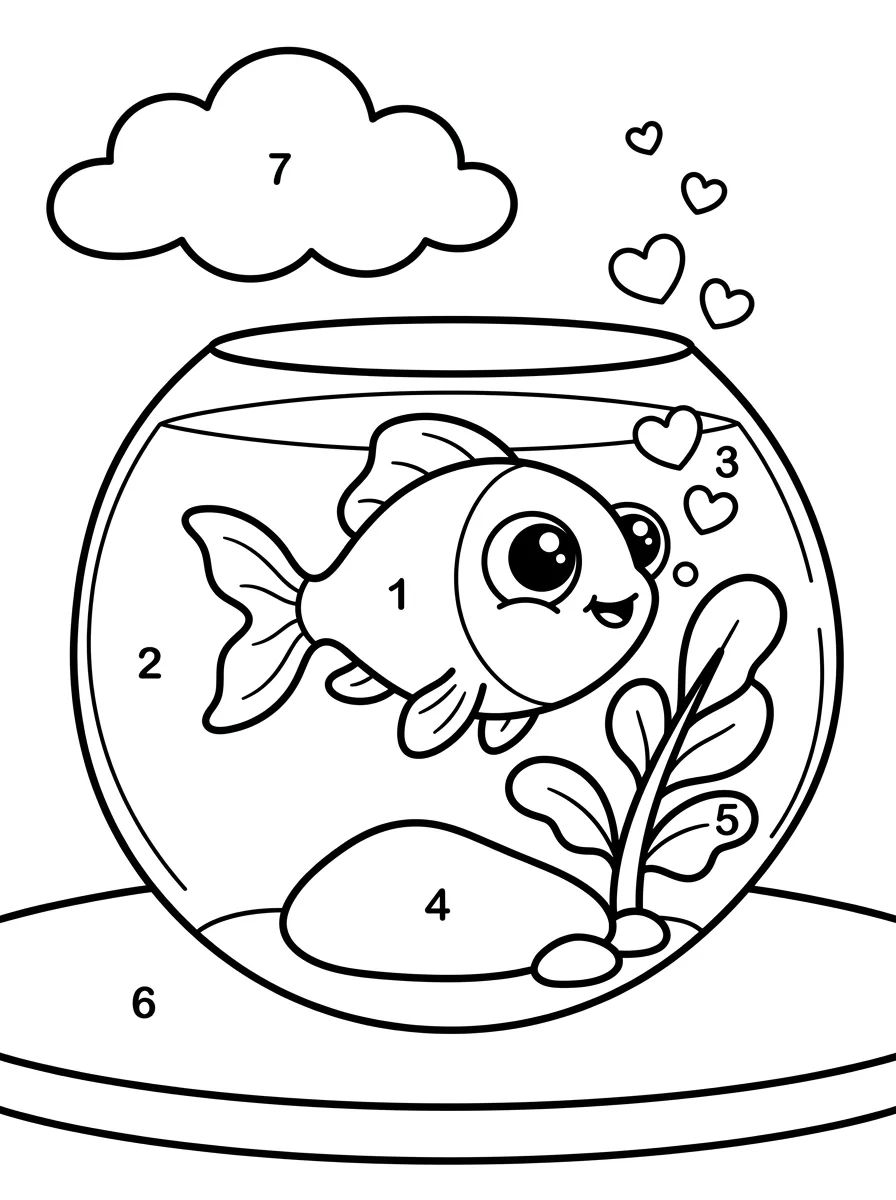 Peixinho no Aquário para colorir Desenho de Peixinho no Aquário para colorir e imprimir grátis