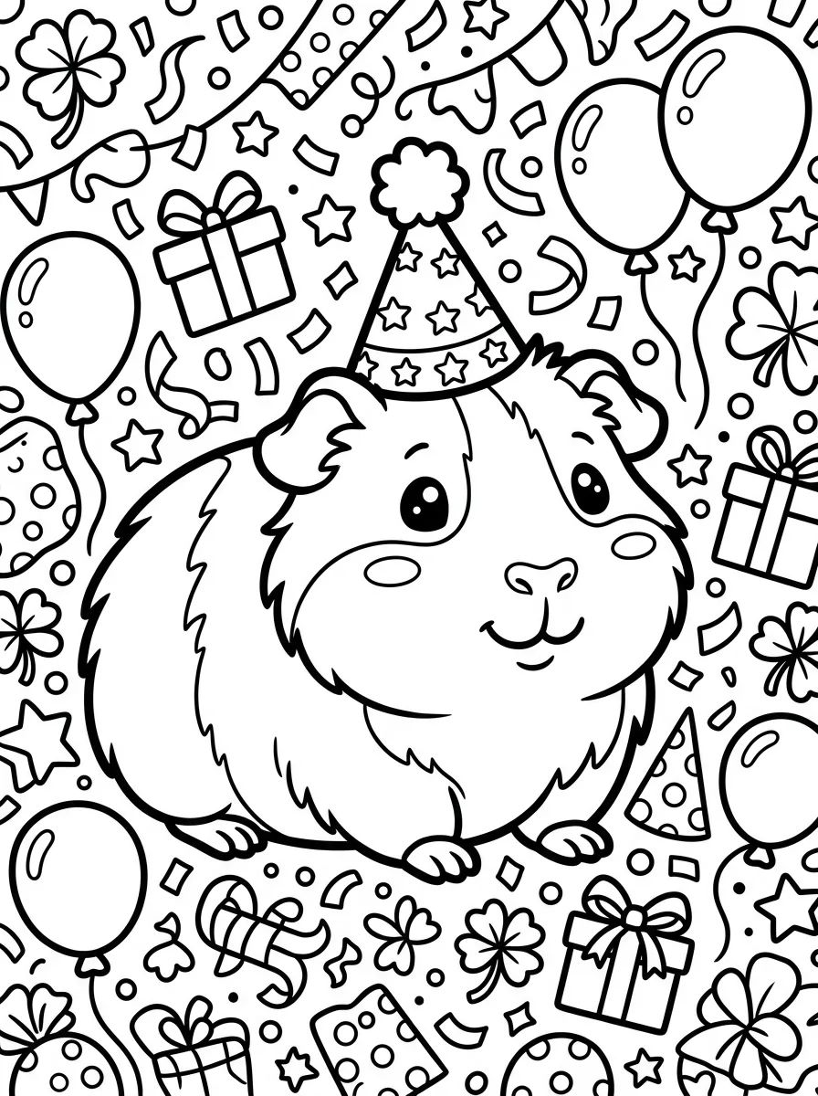Cuy con Gorrito de Fiesta para colorir Desenho de Cuy con Gorrito de Fiesta para colorir e imprimir grátis