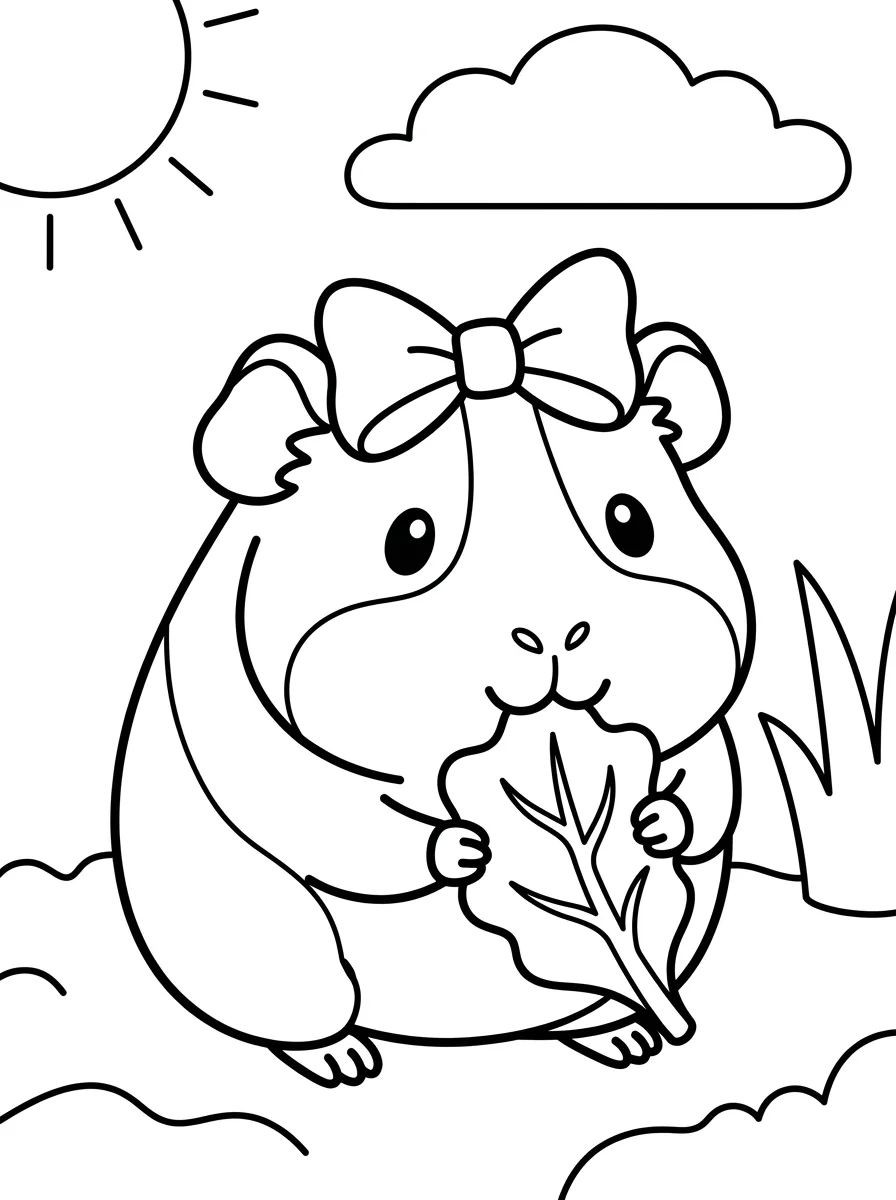 Porquinho-da-Índia com Laço para colorir Desenho de Porquinho-da-Índia com Laço para colorir e imprimir grátis