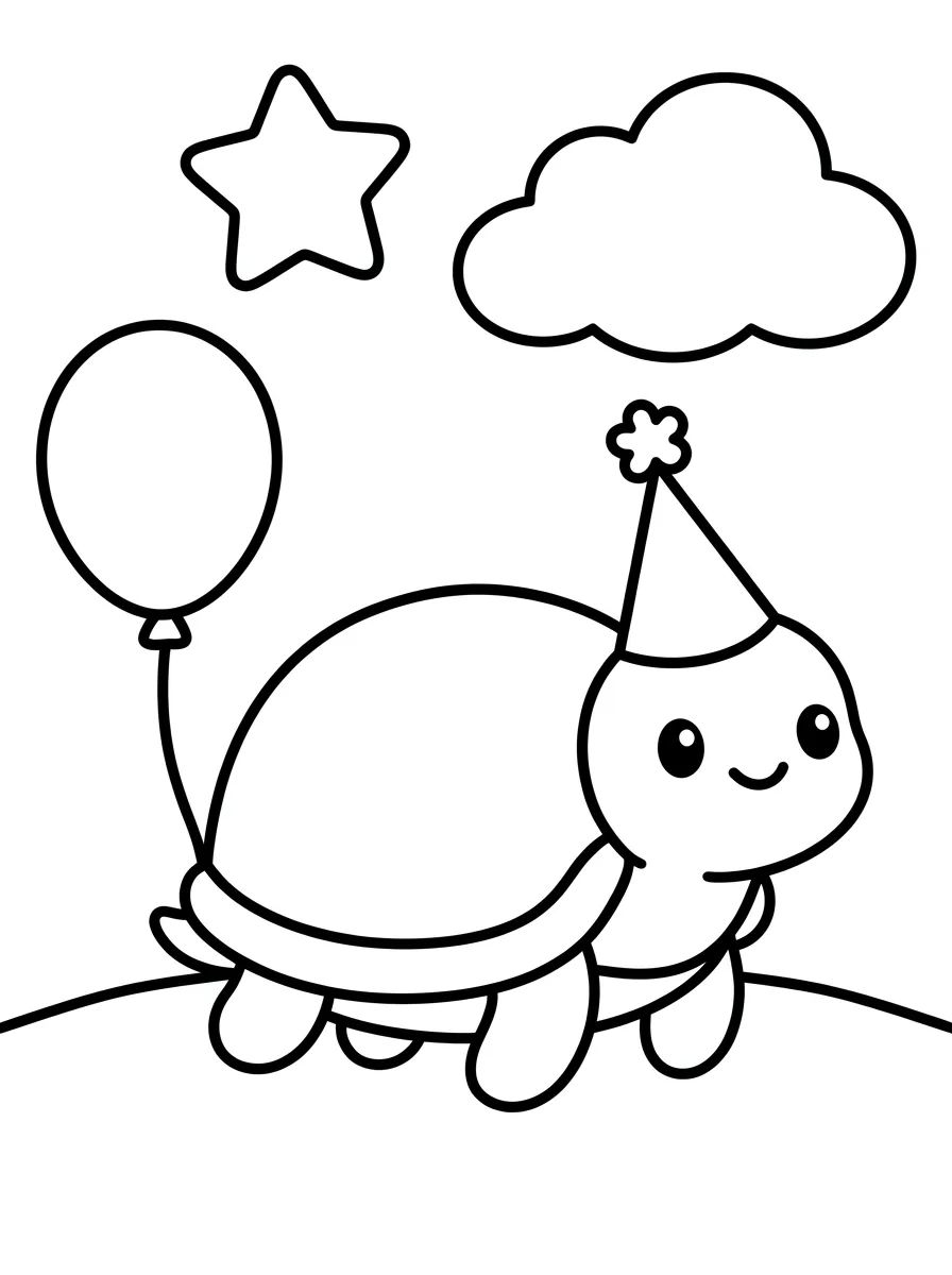 Tartaruguinha de Festa para colorir Desenho de Tartaruguinha de Festa para colorir e imprimir grátis