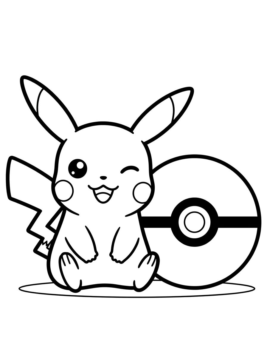 Pikachu e Pokébola para colorir Desenho de Pikachu e Pokébola para colorir e imprimir grátis