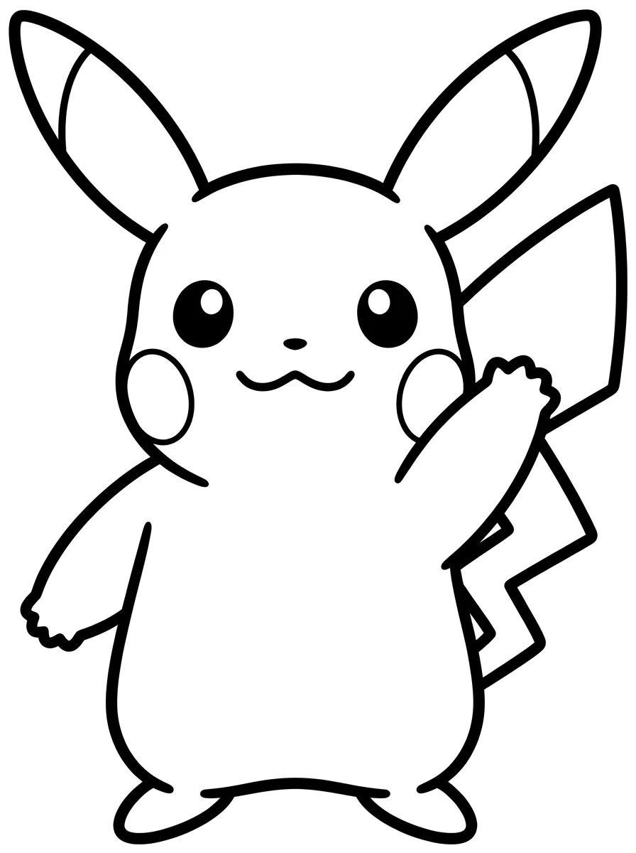 Pikachu Fofo Acenando para colorir Desenho de Pikachu Fofo Acenando para colorir e imprimir grátis