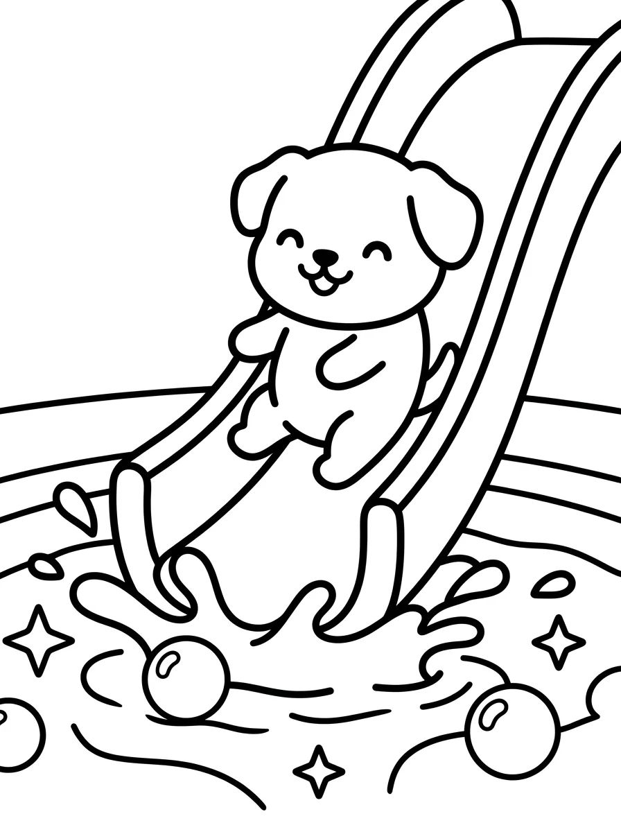 Puppy on the Pool Slide para colorir Desenho de Puppy on the Pool Slide para colorir e imprimir grátis