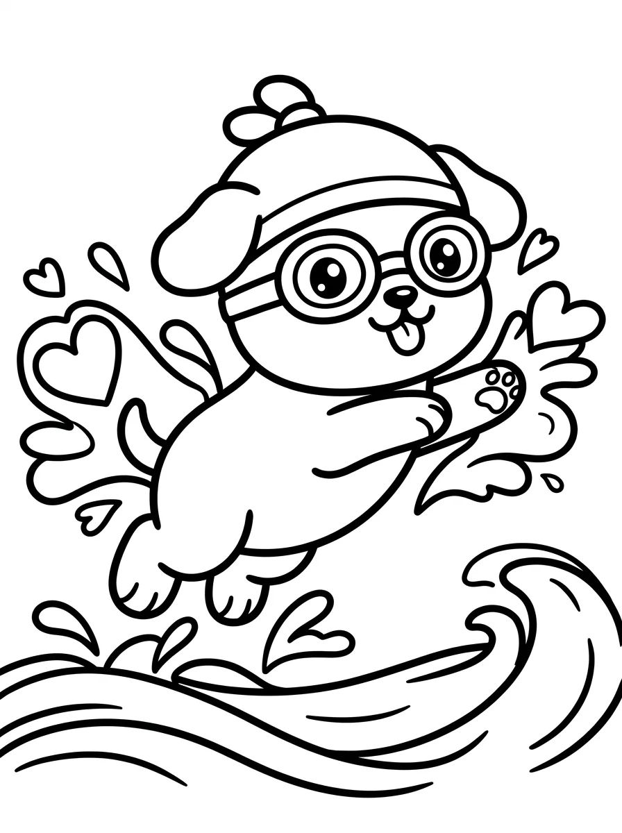 Cãozinho Dando um Mergulho Divertido para colorir Desenho de Cãozinho Dando um Mergulho Divertido para colorir e imprimir grátis