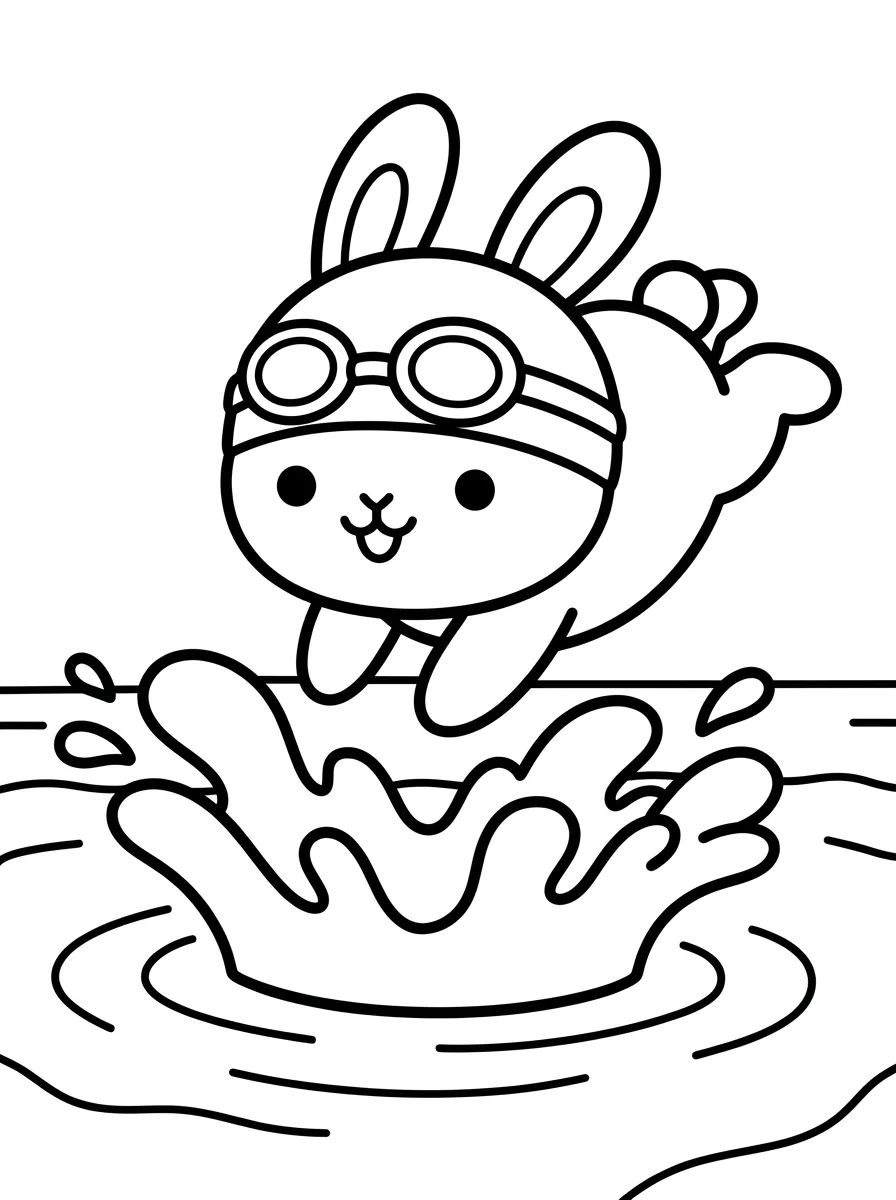Coelhinha Dando um Mergulho para colorir Desenho de Coelhinha Dando um Mergulho para colorir e imprimir grátis